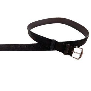 LORO PIANA Suede Leather Belt Alsavel Dark Brown Palladium Buckle 90/36 36 US